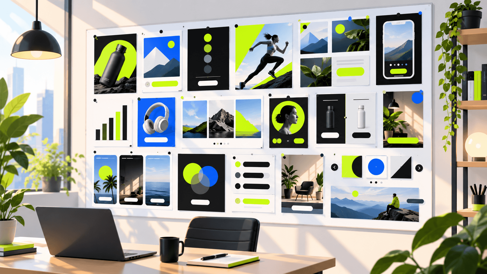 Mood board of diverse ad creatives illustrating paid ad strategy